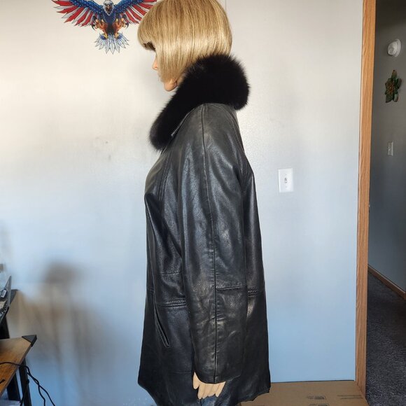 #701 Leather/fox fur coat - Picture 4 of 4
